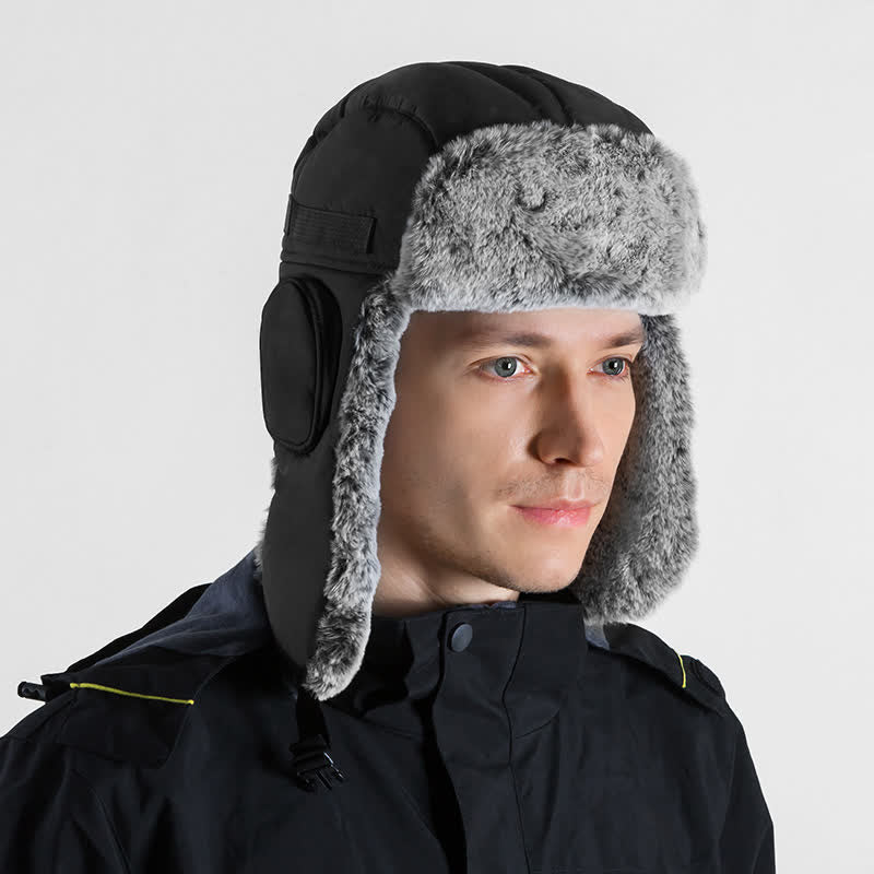 Conjunto de gorro de aviador unisex para exteriores con piel sintética