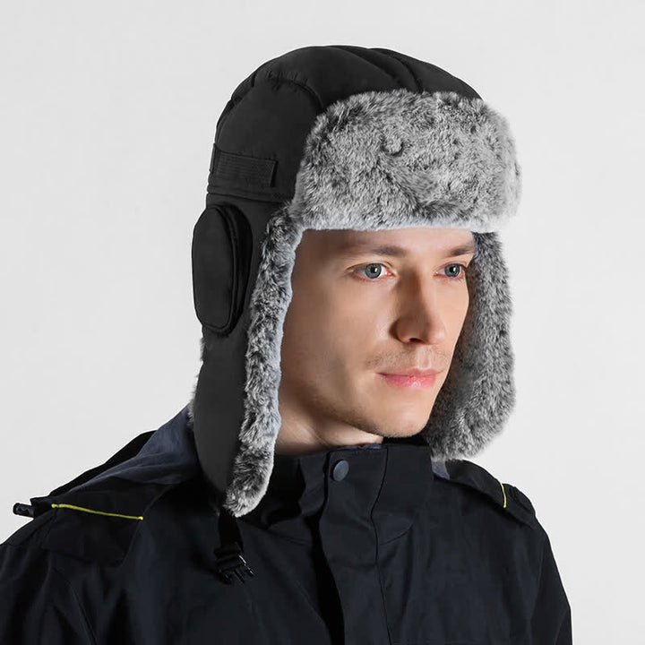 Conjunto de gorro de aviador unisex para exteriores con piel sintética