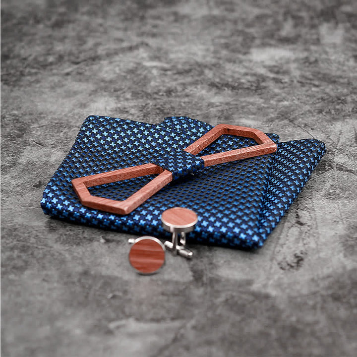 Juego de 3 pajaritas de madera con diseño tallado hueco para hombre.