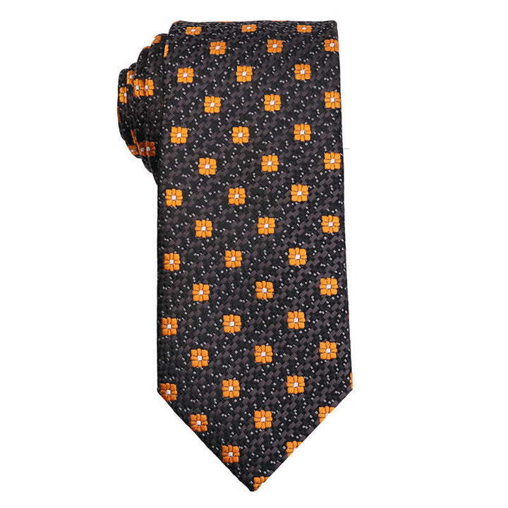 Corbata con estampado floral de cachemira de la serie naranja y dorada para hombre