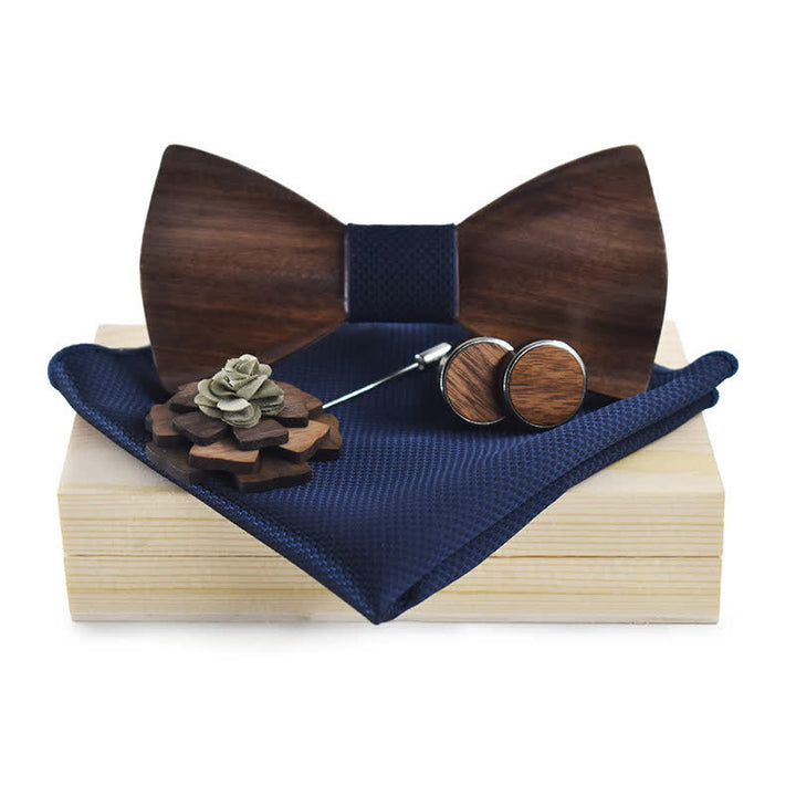 Juego de 4 pajaritas vintage de madera negra para hombre