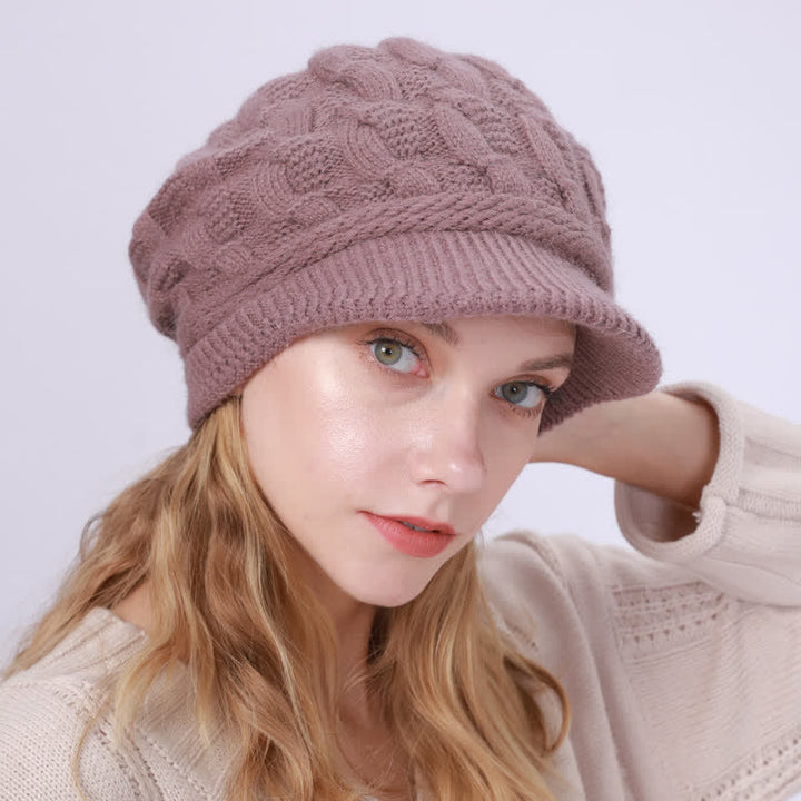 Gorro holgado con visera y forro mullido para mujer