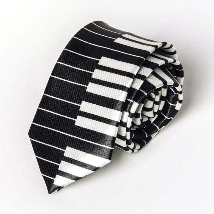 Corbata con notas musicales de piano y personalidad para hombre