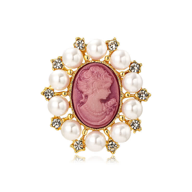 Broche de perlas de belleza con relieve de palacio para mujer