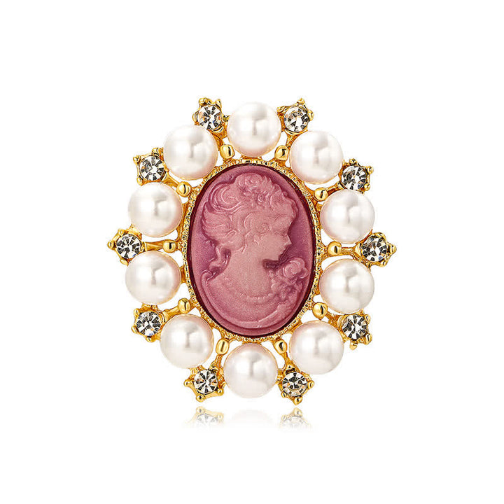 Broche de perlas de belleza con relieve de palacio para mujer