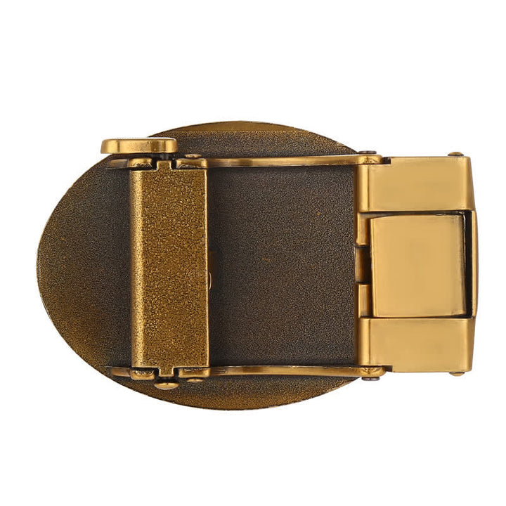 Cinturón de cuero con hebilla automática y diseño de serpiente para hombre