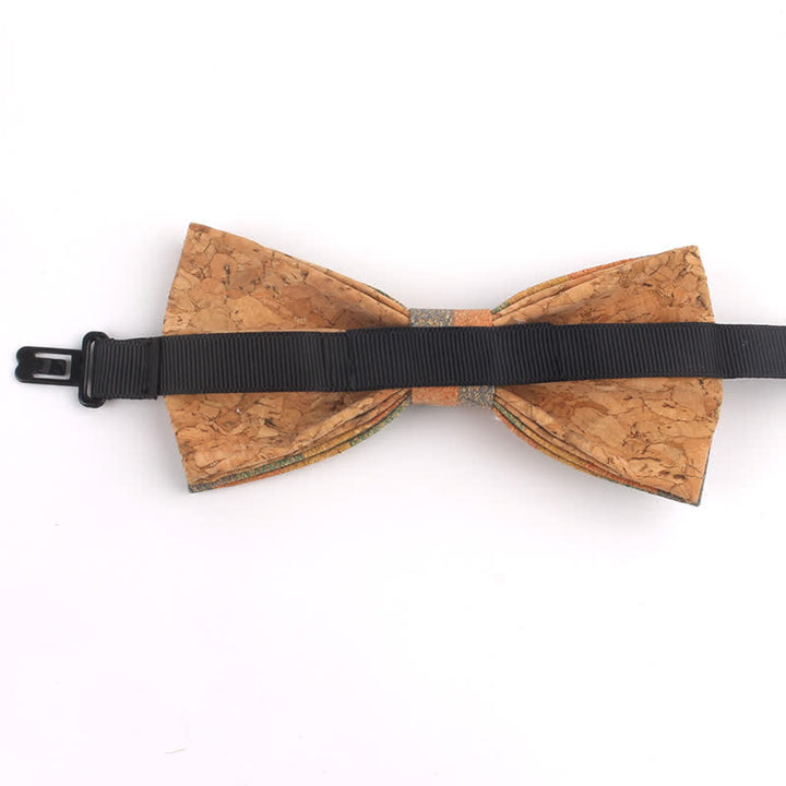 Pajarita multicolor con estampado geométrico de vetas de madera para hombre