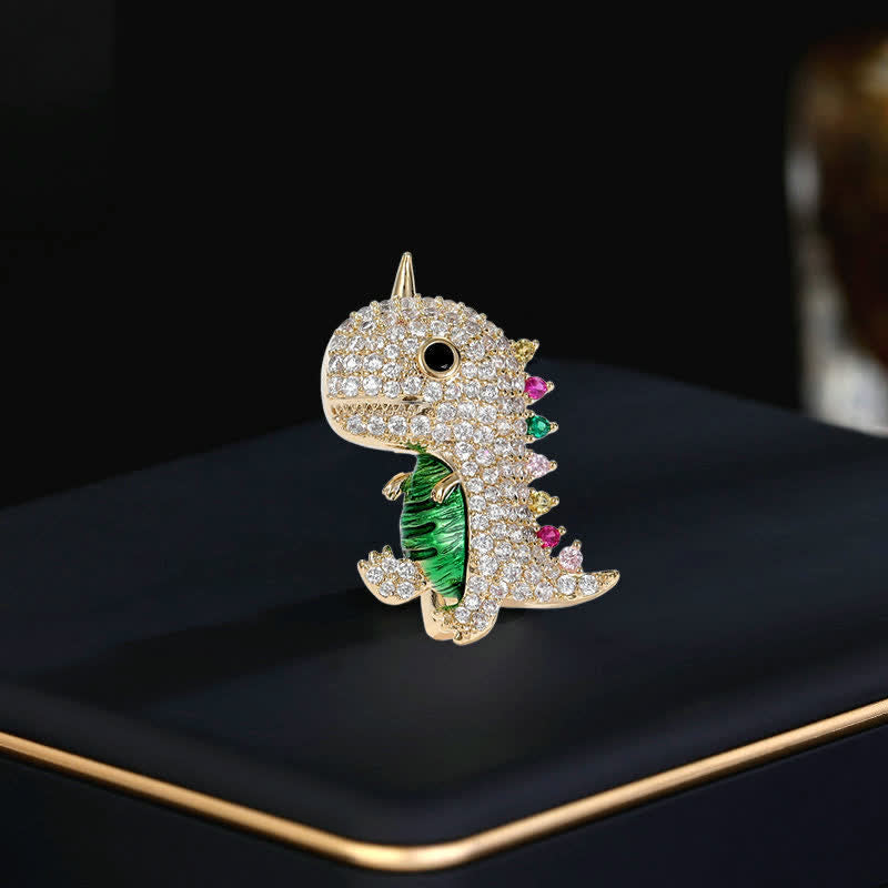 Broche de dinosaurio brillante con dibujos animados para mujer