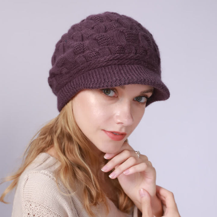 Gorro holgado con visera y forro mullido para mujer