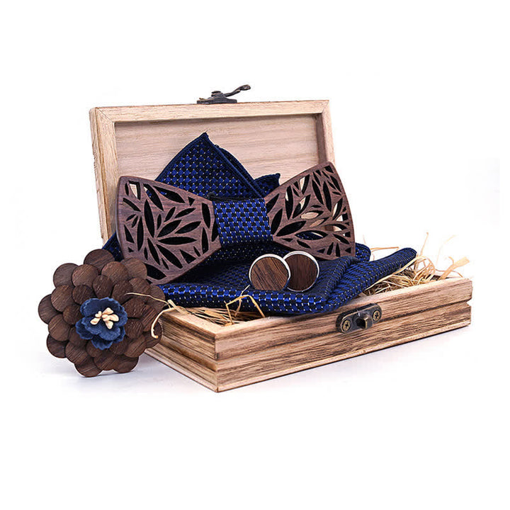 Juego de 4 pajaritas de madera con hojas huecas para hombre