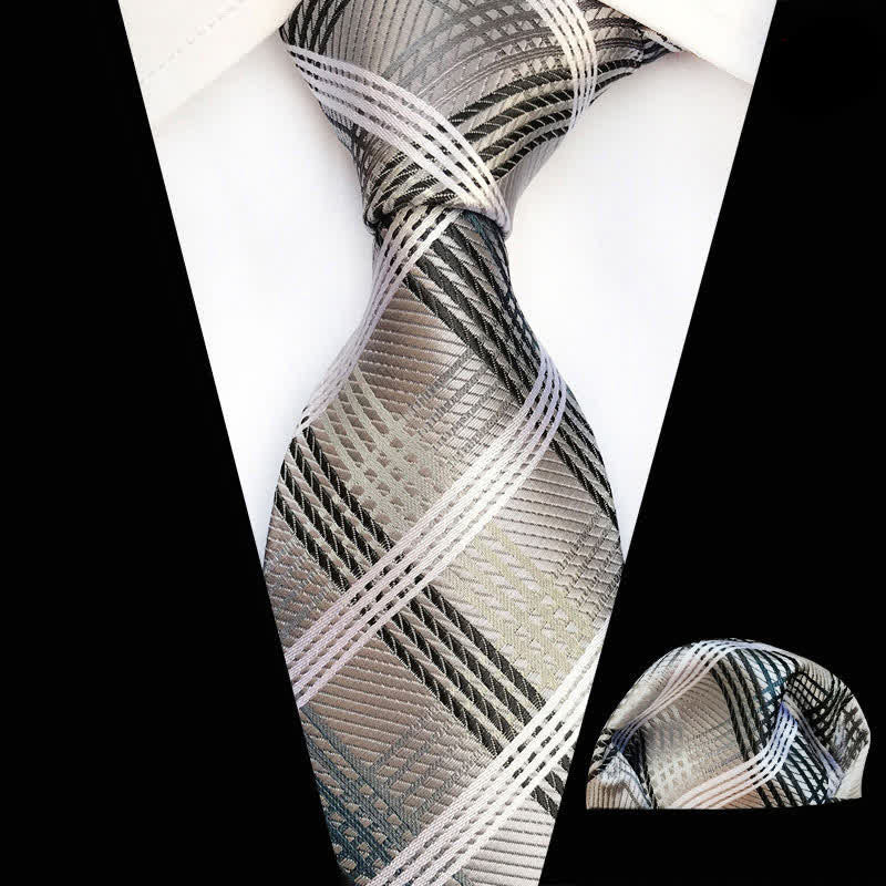 Conjunto de 2 corbatas a cuadros aristocráticos grises para hombre