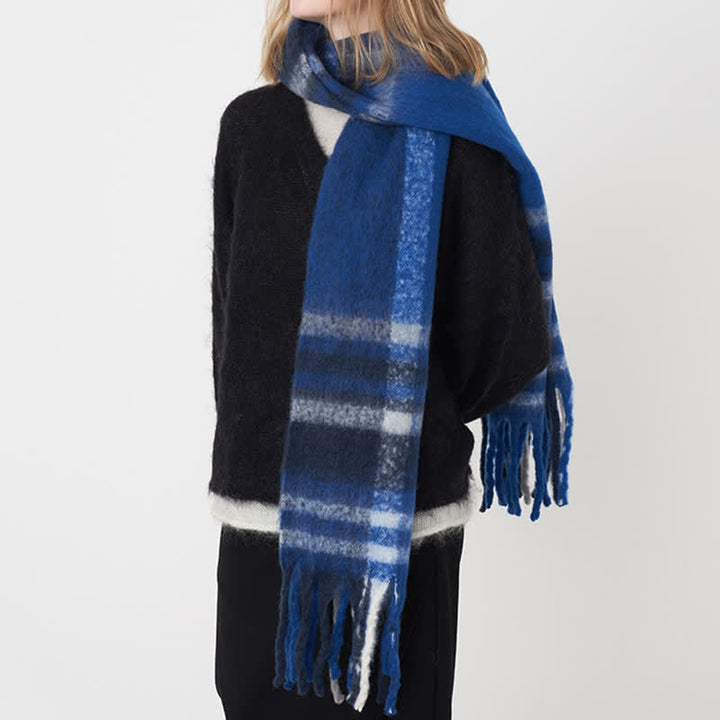 Bufanda gruesa de cuadros escoceses de colores grandes para mujer