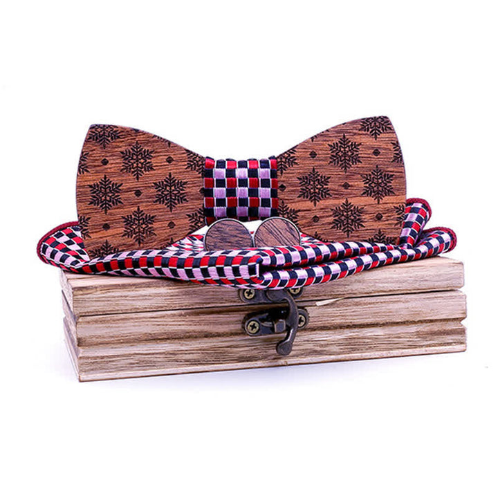 Juego de 3 pajaritas navideñas de madera con diseño de copos de nieve para hombre