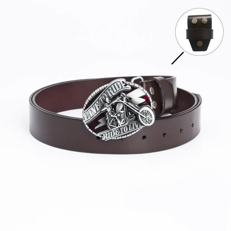 Cinturón de cuero con calavera de motociclista esquelético para hombre