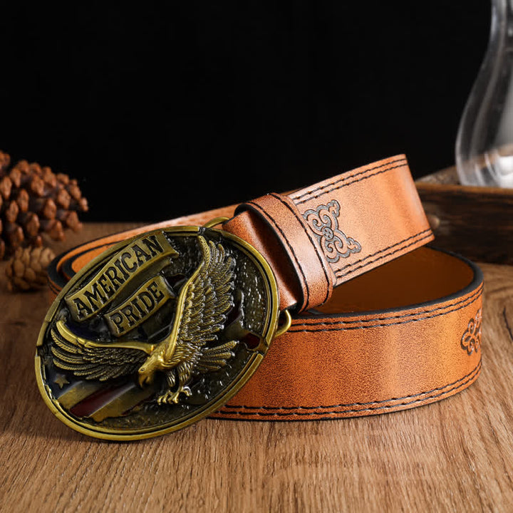 Cinturón de cuero con águila calva American Pride para hombre