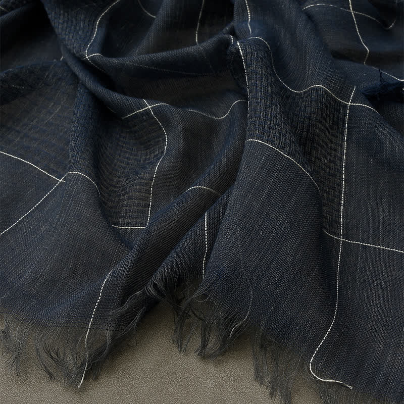 Bufanda de cuadros con flecos y patchwork de dos tonos para hombre