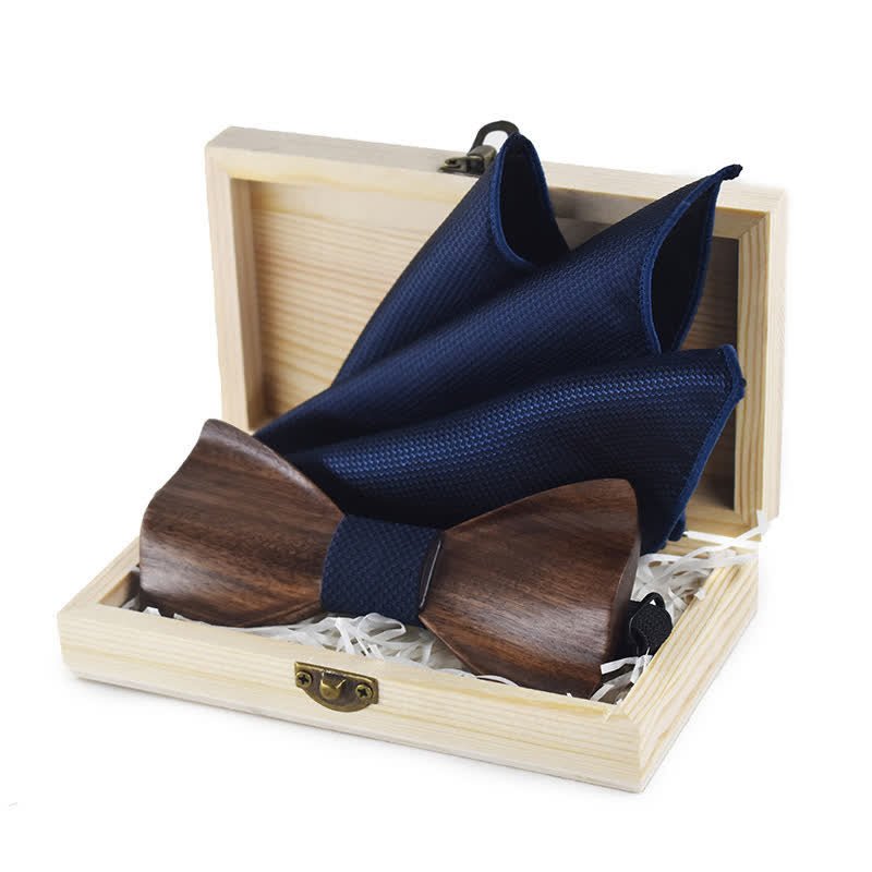 Juego de 4 pajaritas vintage de madera negra para hombre
