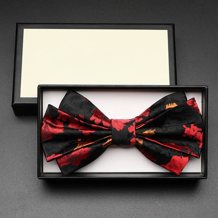 Pajarita con estampado floral en rojo y negro para hombre