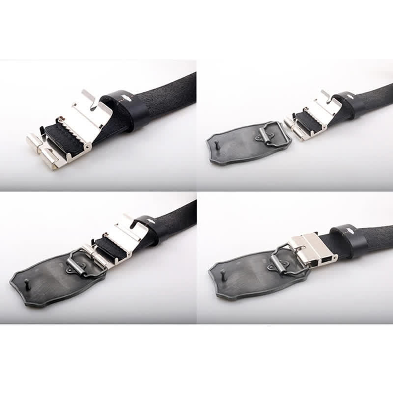 Cinturón de cuero para motocicleta con locomotora punk para hombre