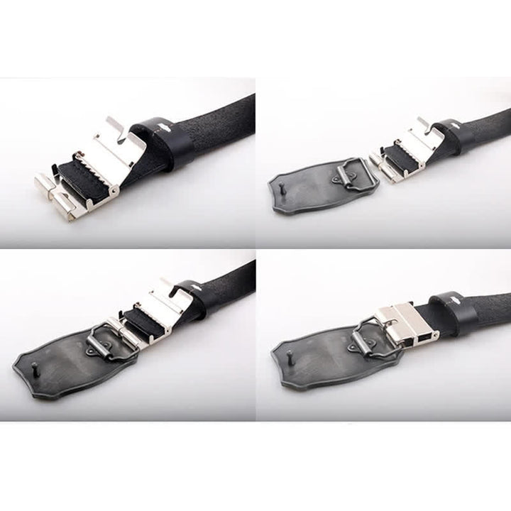 Cinturón de cuero para motocicleta con locomotora punk para hombre