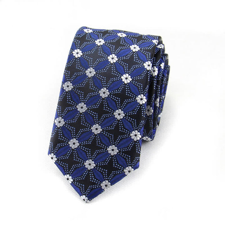 Corbata con diseño geométrico y flores bordadas para hombre