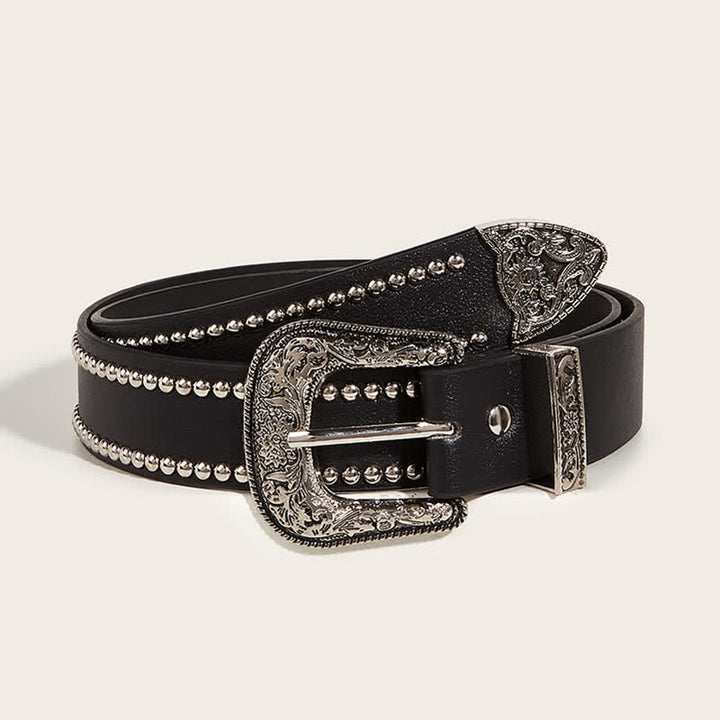 Cinturón de cuero estilo punk con remaches impresionantes para mujer