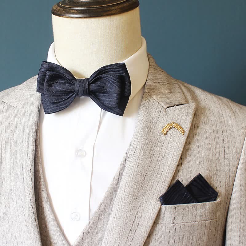 Conjunto de 2 pajaritas plisadas a rayas para hombre