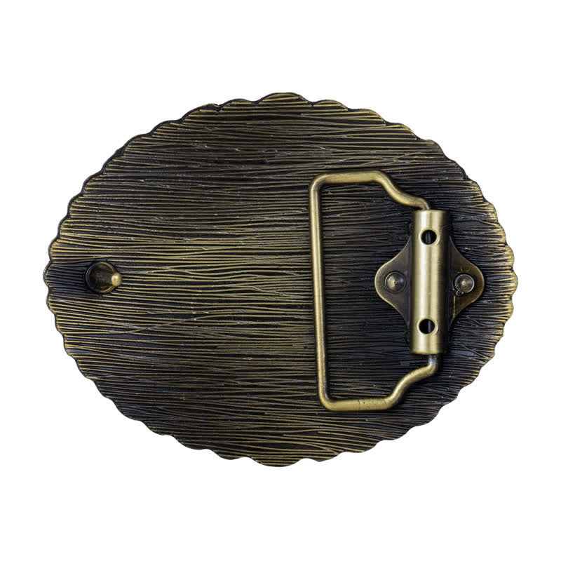 Cinturón de cuero con hebilla de cruz de rodillas para hombre, hecho a mano