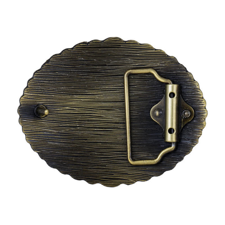 Cinturón de cuero con hebilla de cruz de rodillas para hombre, hecho a mano
