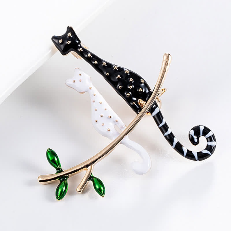 Broche de gato con lunares y gatito perezoso para mujer