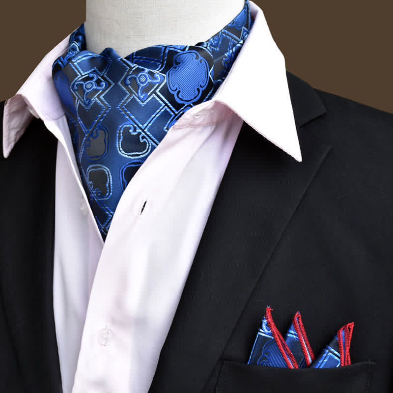 Conjunto de 2 pañuelos de bolsillo y corbata con estampado floral de cachemira de lujo de DodgerBlue