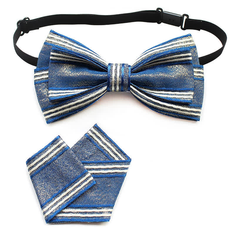 Conjunto de 2 pajaritas plisadas a rayas para hombre