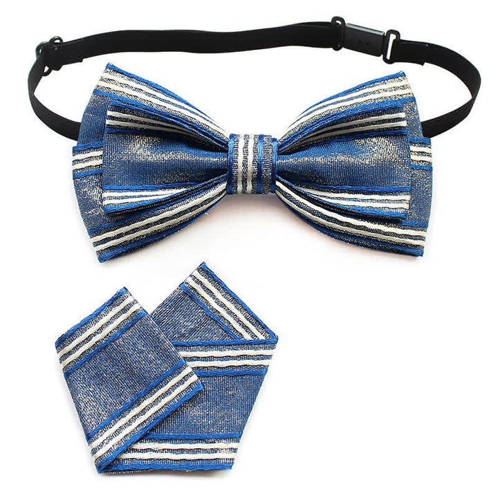 Conjunto de 2 pajaritas plisadas a rayas para hombre