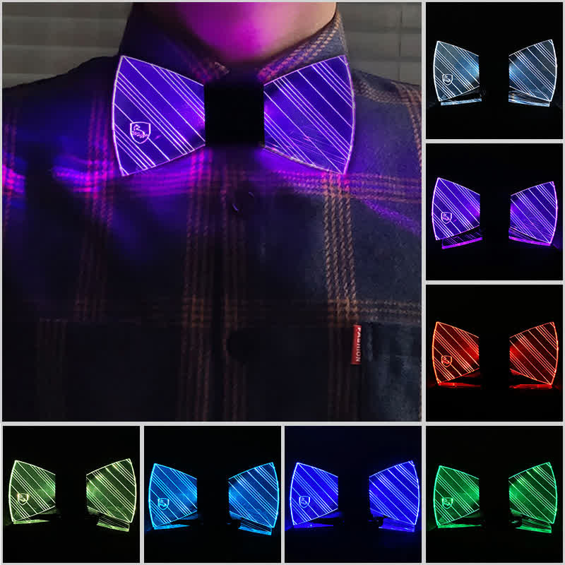 Pajarita luminosa de acrílico de estilo preppy con 7 colores para festivales