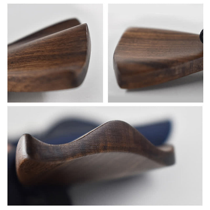 Juego de 4 pajaritas vintage de madera negra para hombre