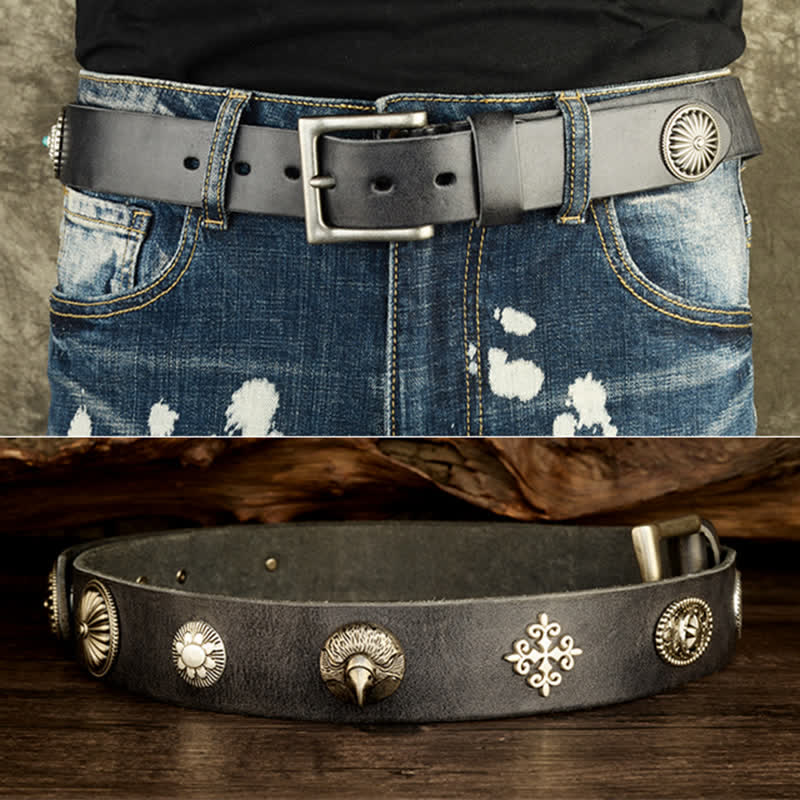 Cinturón de cuero con tachuelas de heavy metal punk para hombre