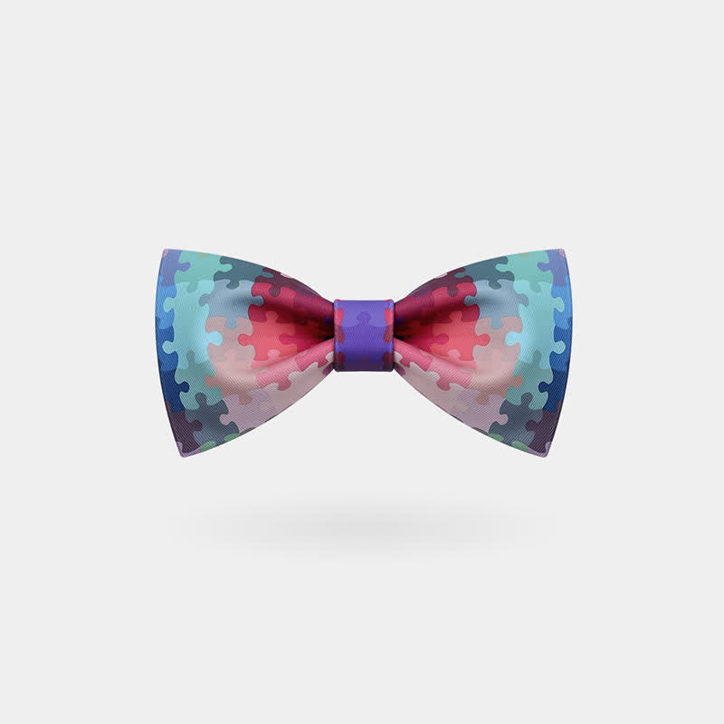 Pajarita con diseño de rompecabezas de bloques multicolor para hombre