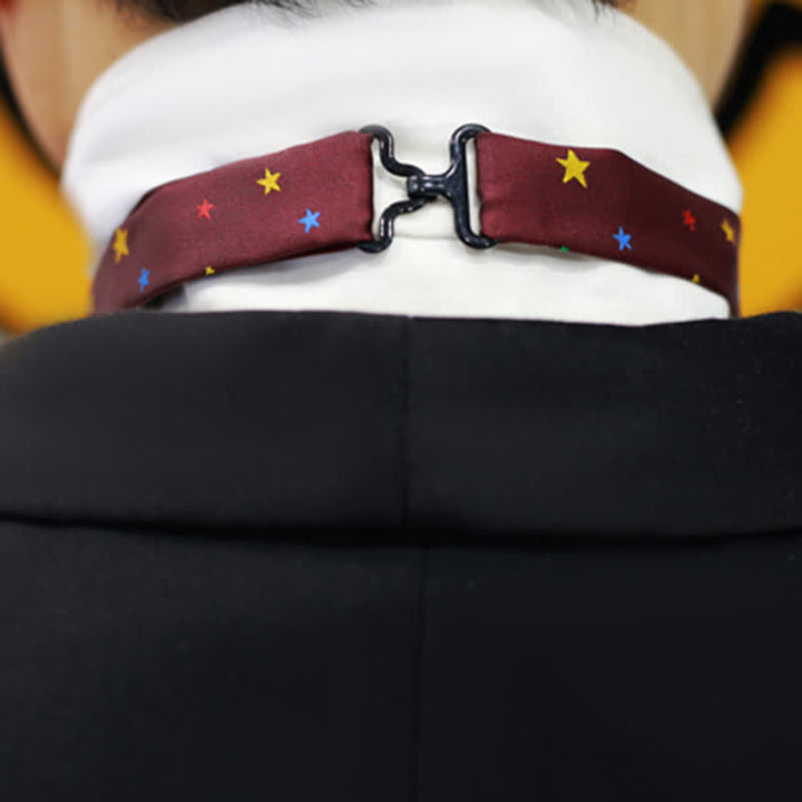 Pajarita de hombre con estrellas brillantes de colores burdeos