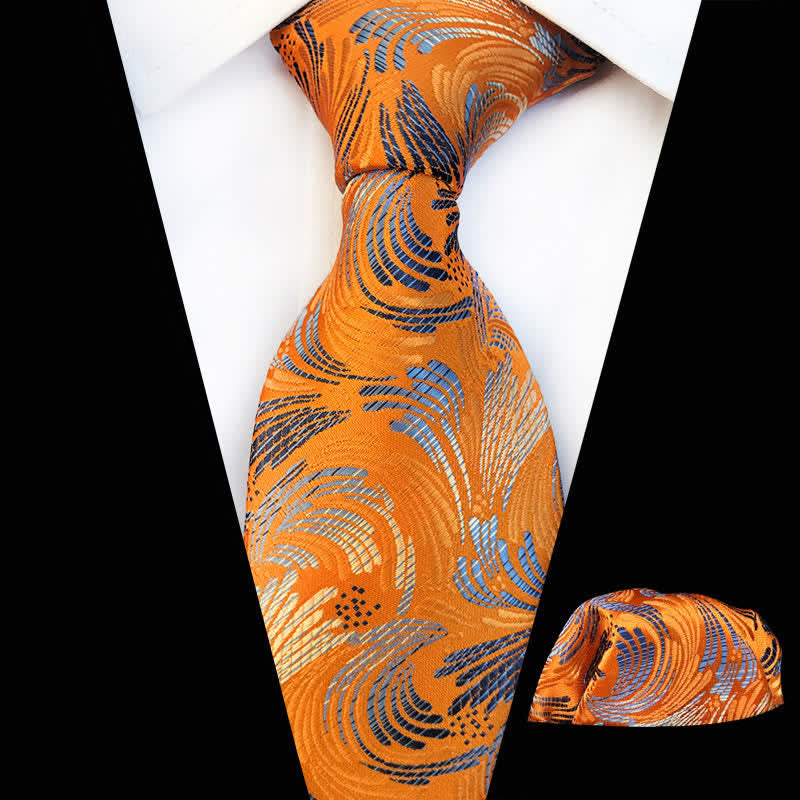 Conjunto de 2 corbatas florales con diseño de olas salpicadas para hombre.