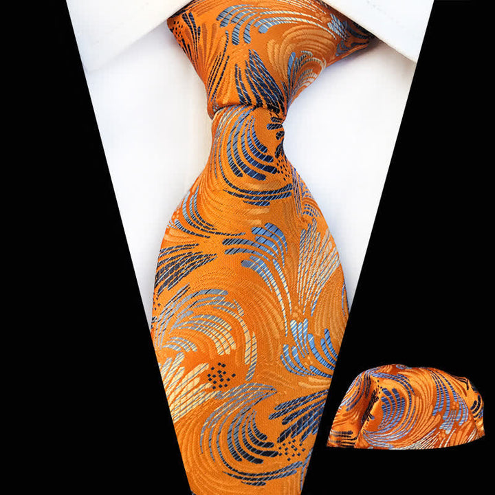 Conjunto de 2 corbatas florales con diseño de olas salpicadas para hombre.