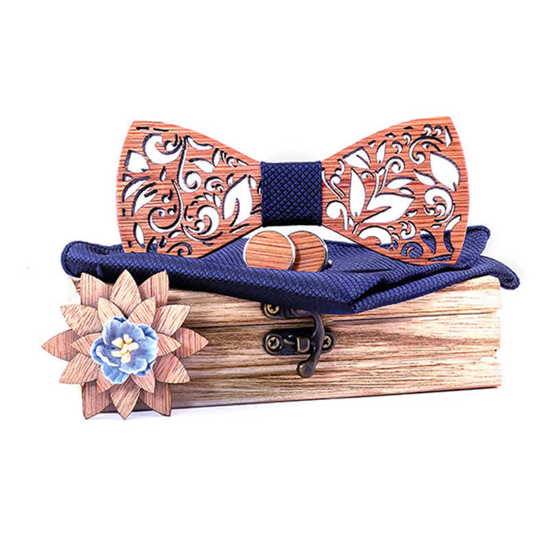 Juego de 4 pajaritas de madera huecas para hombre con forma de planta