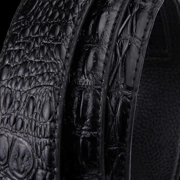 Cinturón de piel automático con estampado de cocodrilo y garra de caimán para hombre