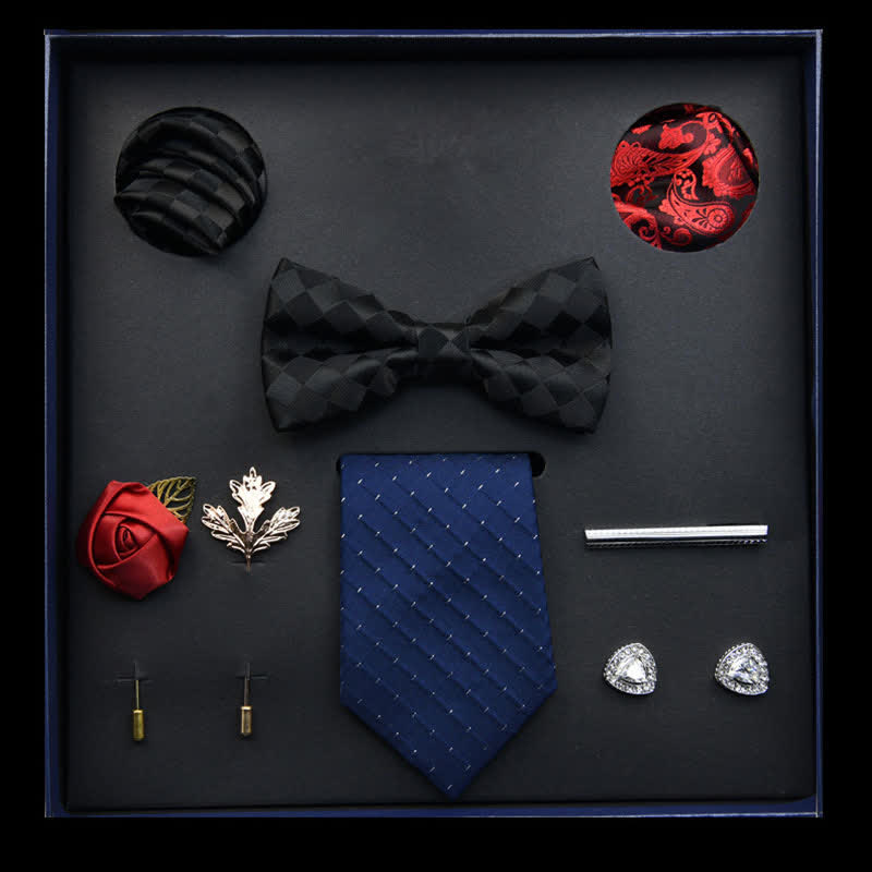 Caja de regalo con 8 pajaritas clásicas de negocios para hombre, en color negro y azul