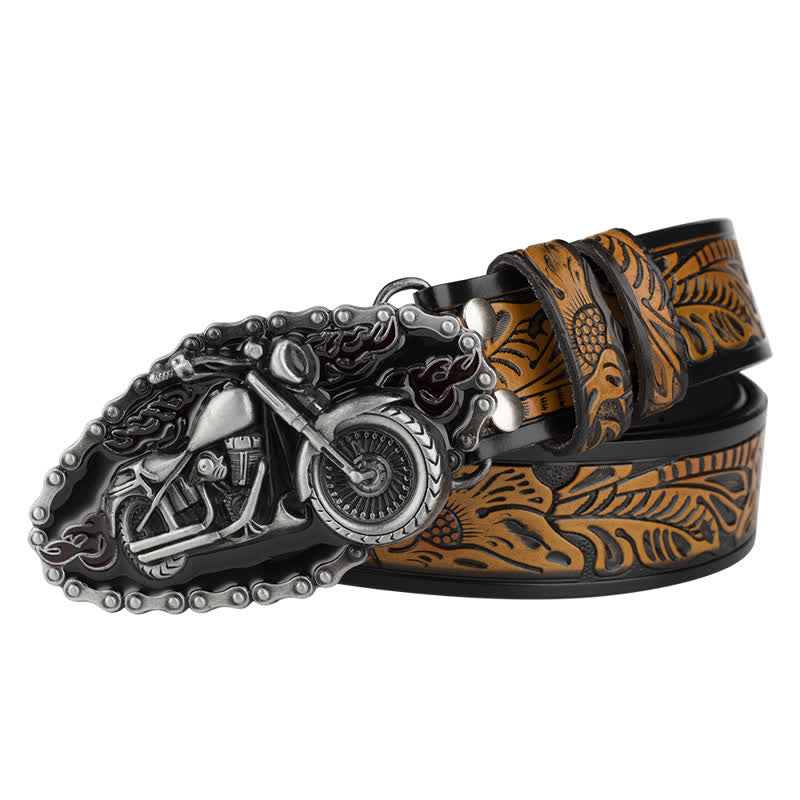 Cinturón de cuero estilo punk rock para motociclista para hombre