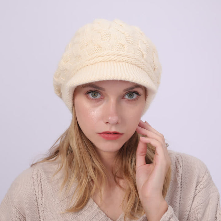 Gorro holgado con visera y forro mullido para mujer