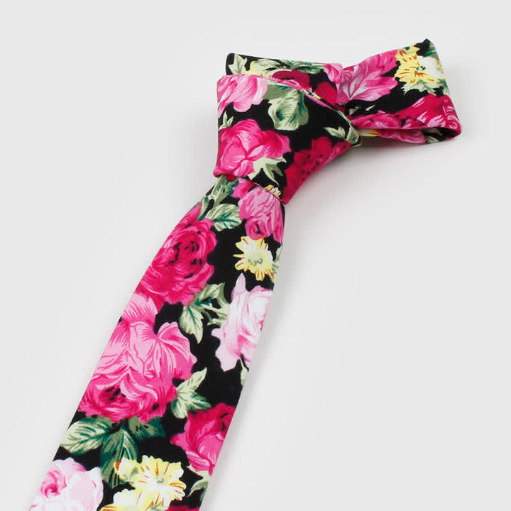 Corbata de algodón con estampado floral para hombre