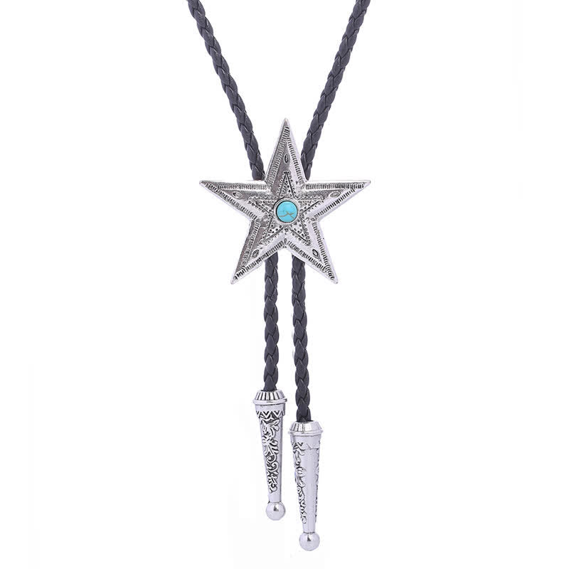 Collar con colgante de estrella de piedra natural vintage Bolo Tie