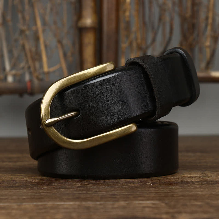 Cinturón casual de cuero liso y brillante para hombre