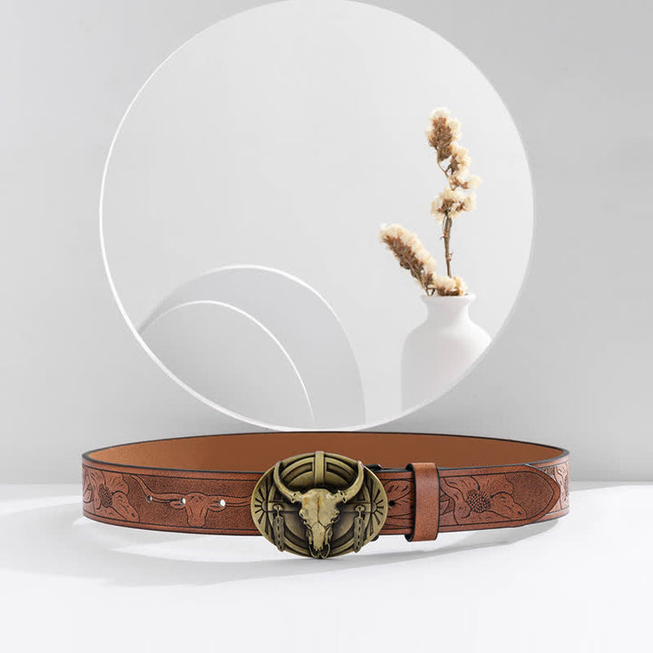 Cinturón de cuero Mad Bull grabado para hombre