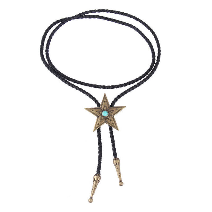 Collar con colgante de estrella de piedra natural vintage Bolo Tie